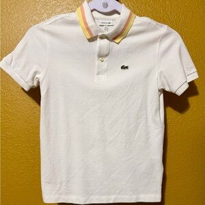Lacoste Kids Polo with White and Multicolor Collar